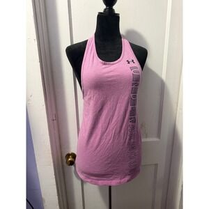 Under Armour Heatgear Tank Top XS Purple Loose Fit Racerback Graphic Athletic